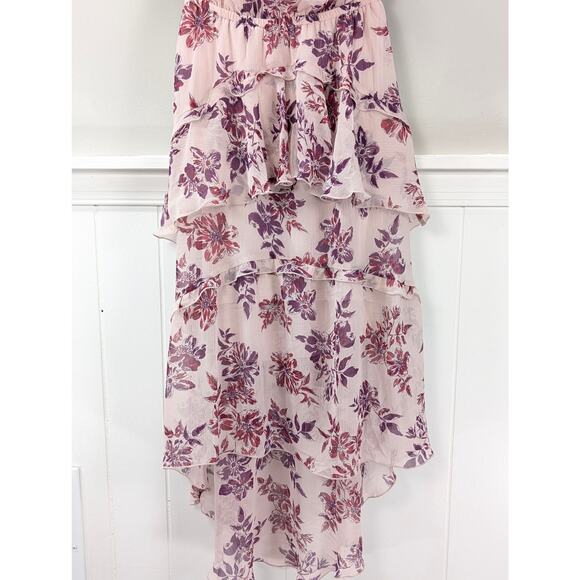 Express Halter Tiered Ruffle Hi-Low Dress in Pink Floral XS TP Tall Petite - Picture 5 of 16
